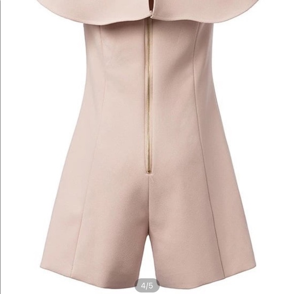 SHEIN Nude Ruffle Scoop Neck Zipper Back Romper - Picture 2 of 5